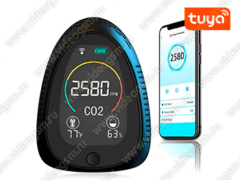 Умный автономный Tuya Wi-Fi датчик-детектор 3 в 1 - HTI-0131-BT углекислый газ (CO2)+влажность+температура Умный автономный Tuya Wi-Fi датчик-детектор 3 в 1 - HTI-0131-BT углекислый газ (CO2)+влажность+температура