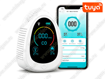 Умный автономный Tuya Wi-Fi датчик-детектор 3 в 1 - HTI-0331-WT угарный газ (CO)+влажность+температура Умный автономный Tuya Wi-Fi датчик-детектор 3 в 1 - HTI-0331-WT угарный газ (CO)+влажность+температура